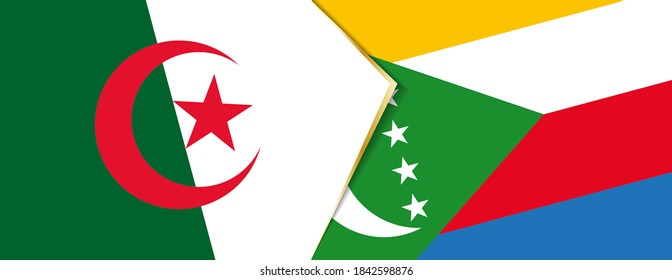 Algeria and Comoros flags, two vector flags symbol of relationship or confrontation.