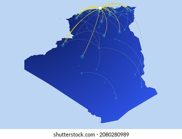 Mapa conceptual de Argelia, ilustración de Argelia para internet o innovación o tecnología. El archivo es adecuado para la edición digital y las impresiones de todos los tamaños.