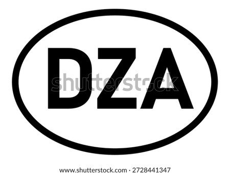 Algeria country code DZA icon vector on a white background
Country code abbreviation oval sticker icon on a white background
