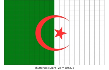 Algeria country flag. Moon and stars flag. African country flag