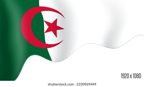 Algeria country flag realistic independence day background. Algerian commonwealth banner in motion waving, fluttering in wind. Festive patriotic HD format template for independence day