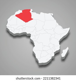 Algeria country location within Africa. 3d isometric map