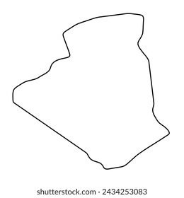 Algeria country simplified map. Thin black outline contour. Simple vector icon