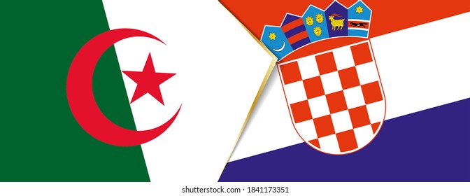 Algeria and Croatia flags, two vector flags symbol of relationship or confrontation.