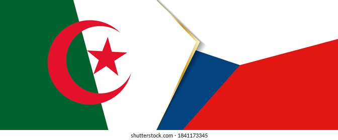 Algeria and Czech Republic flags, two vector flags symbol of relationship or confrontation.