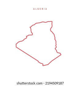 Algeria editable outline map. Algerian red border. Country name. Adjust line weight. Change to any color. Vector illustration.