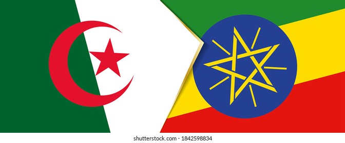 Algerien und Äthiopien Flaggen, zwei Vektorflaggen Symbol für Beziehung oder Konfrontation.