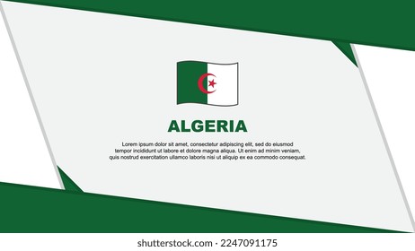 Plantilla de diseño de fondo de resumen de bandera argelina. Ilustración del vector de caricaturas del Día de la Independencia de Argelia. Día de la Independencia de Argelia