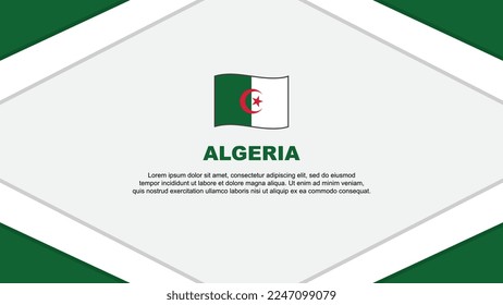 Plantilla de diseño de fondo de resumen de bandera argelina. Ilustración del vector de caricaturas del Día de la Independencia de Argelia. Plantilla de Argelia