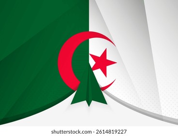 Algeria Flag with Abstract Paper Airplane Design, National Flag in a geometric folded paper style. Vector illustration.