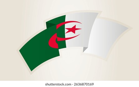 Algeria Flag in Abstract Ribbon Shape, National Symbol of the Algeria. This vector is ideal for use in national events, Independence Day, international sports competitions.