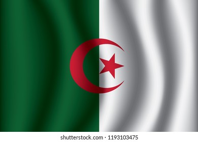 Algeria flag background with cloth texture. Algeria Flag  vector illustration eps10.