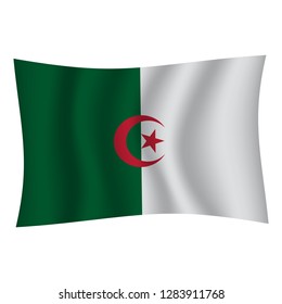 Algeria flag background with cloth texture. Algeria Flag vector illustration eps10. - Vector