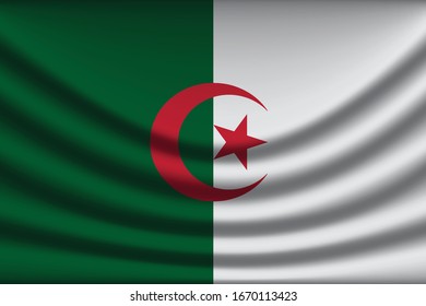 Fondo de la bandera argelina con textura de tela. Ilustración vectorial de la bandera argelina eps10. - Vector