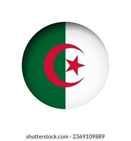 Algeria flag - behind the cut circle paper hole with inner shadow.