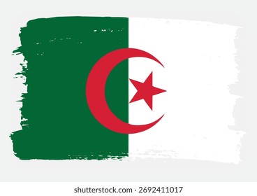 Icono de Vector de textura de pintura de pincel de bandera de Argelia
