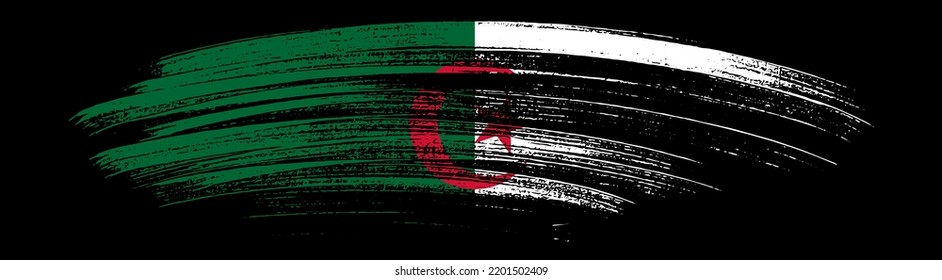 Bandera argelina con pintura de brocha texturada en fondo blanco