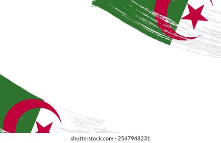 Bandera de Argelia con efecto de trazo de pincel, trazo de pincel Grunge. Diseño de bandera de pintura de acuarela.