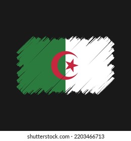 Algeria Flag Brush Strokes Painted