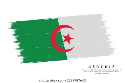 Algeria flag brush vector background. Grunge style country flag of Algeria brush stroke isolated on white background