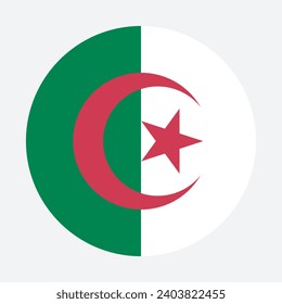 Algeria flag. Button flag icon. Standard color. Circle icon flag. Computer illustration. Digital illustration. Vector illustration.