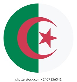 Algeria flag. Button flag icon. Standard color. Circle icon flag. Computer illustration. Digital illustration. Vector illustration.