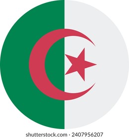 Algeria flag. Button flag icon. Standard color. Circle icon flag. Computer illustration. Digital illustration. Vector illustration.