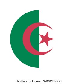 Algeria flag. Button flag icon. Standard color. Circle icon flag. Computer illustration. Digital illustration. Vector illustration.