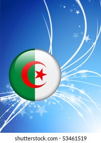 Algeria Flag Button on Abstract Light Background Original Illustration