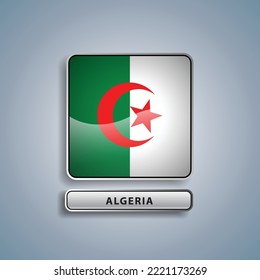 Algeria flag button vector illustration