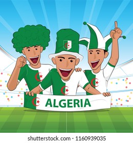 Algeria Flag. Cheer football support Vector illustration.