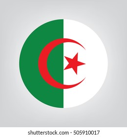 Algeria flag circle on gray  background. svg