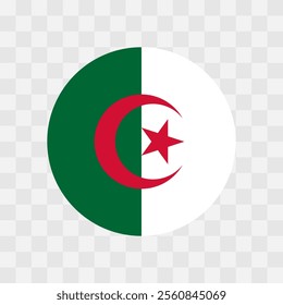 Algeria flag - circle vector flag isolated on checkerboard transparent background - Powered by Shutterstock - Get 15% off with code: PIKWIZARD15