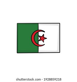 Algeria flag in drawing style isolated vector. Hand drawn object illustration for your presentation, teaching materials or others.