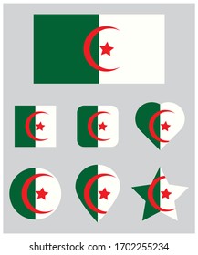 Algeria Flag editable and printable perfect for use in a wide range of new media templates: T-shirts, Web Marketing Agency, Social Media Services Showcase, Online Marketing Apps and Web.