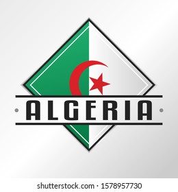 Algeria Flag Emblema. Vector Design National. Illustration Country Symbol. Insignia Banner Logo.