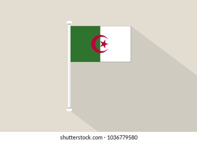 Algeria flag with flagpole,vector illustration
