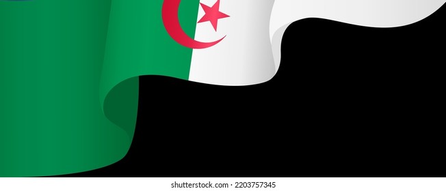 Algeria flag flying on white background svg