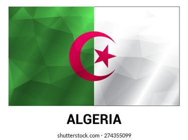 Algeria Flag, geometric polygonal shapes. Vector illustration. Algeria Flag, geometric polygonal shapes. Vector illustration.
