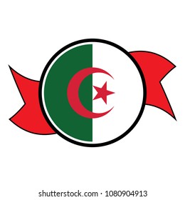 Algeria flag in glossy round button of icon. flag logo of Algeria emblem isolated on white background, Algeria national concept sign, Vector illustration.