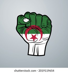 Algeria Flag with Hand Design isolated on white background. Vector illustration