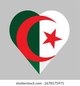 Bandera de Argelia en forma de corazón Vector archivo imprimible útil para sus proyectos