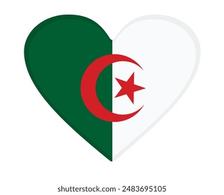 Bandera de Argelia en forma de corazón. Vector