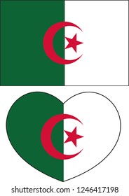 Algeria flag in a heart vector, sticker