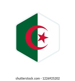 Algeria flag. Algeria hexagon flag.