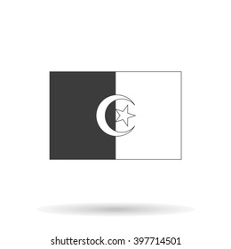 Algeria flag  icon with shadow on white background
