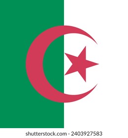 Algeria flag. Flag icon. Standard color. A square flag. Square icon. Computer illustration. Digital illustration. Vector illustration.
