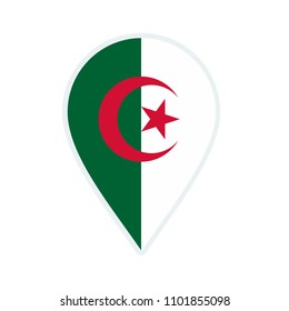 Algeria flag icon. Travel icon. Travel destination of Algeria. Algeria badge. Flag badge.