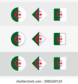 Algeria flag icons set, vector flag of Algeria. Three versions of icon.