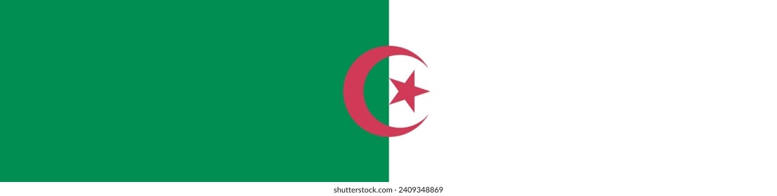Algeria flag. A long banner. Flag icon. Standard color. A rectangular flag. Computer illustration. Digital illustration. Vector illustration. svg